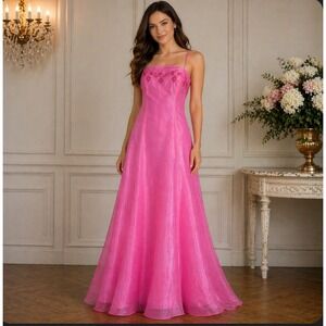 Cache Gown Sz 4 Pink Embroidered Beaded Sequin Lace Up Formal Barbiecore Dress